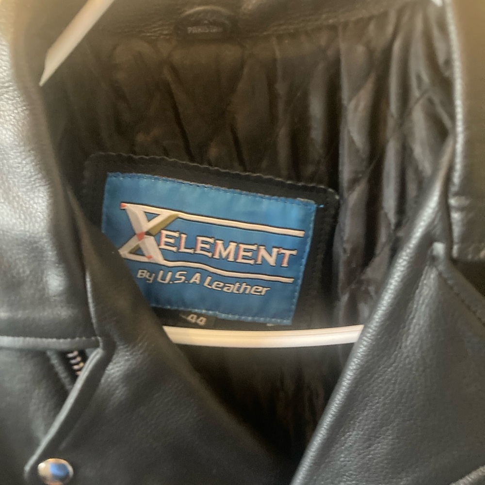 Xelement Black Leather Jacket Size 44